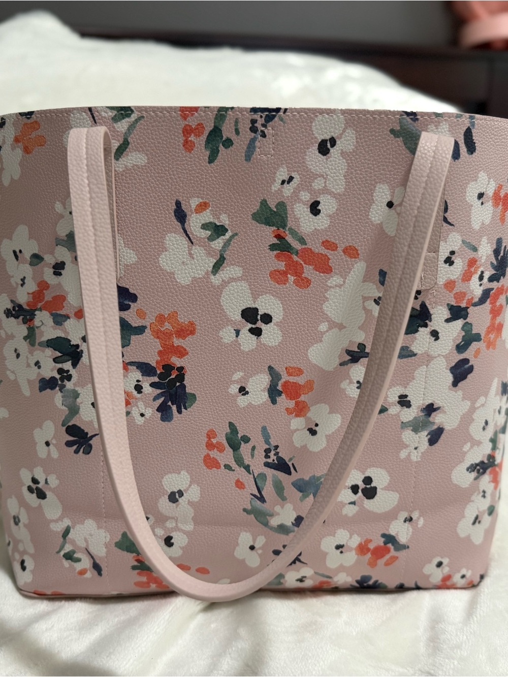 Indigo Pink Floral Tote with Dual Shoulder Straps